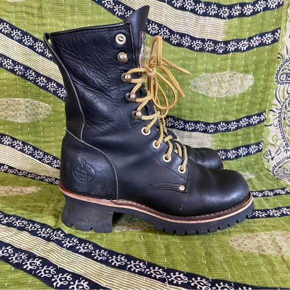 Vtg Georgia Boot Black Logger Leather Work Boots Size US 5.5 Punk Goth Grunge main image 6